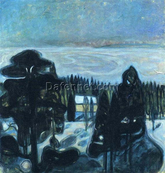 Expressionist ‘White Night’ by Edvard Munch – Hand-Painted Oil on Canvas, Norwegian Landscape Art