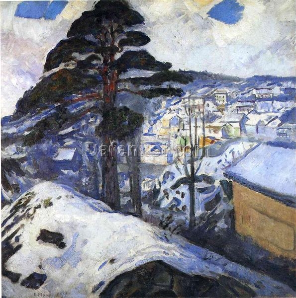 Winter, Kragerø by Edvard Munch – 1912 Expressionist Landscape Oil Painting