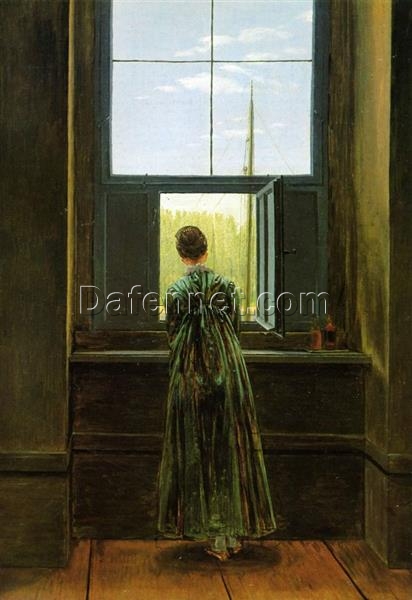 Romantic Genre Painting Woman at a Window by Caspar David Friedrich (1822) – Oil on Canvas for Elegant Home and Office Decor