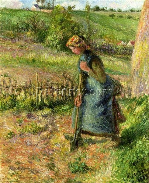 Woman Digging” – 1883 Impressionist Genre Painting by Camille Pissarro