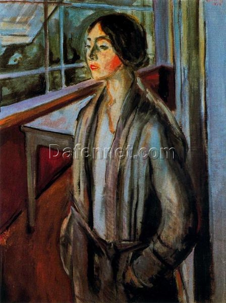 Woman on the Verandah by Edvard Munch – 1924 Expressionist Portrait Oil Painting