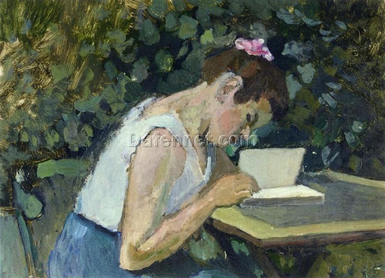 Custom Oil Painting Inspired by Henri Matisse – ‘Woman Reading in a Garden’ (1902-1903) – Impressionist Genre Art on Panel