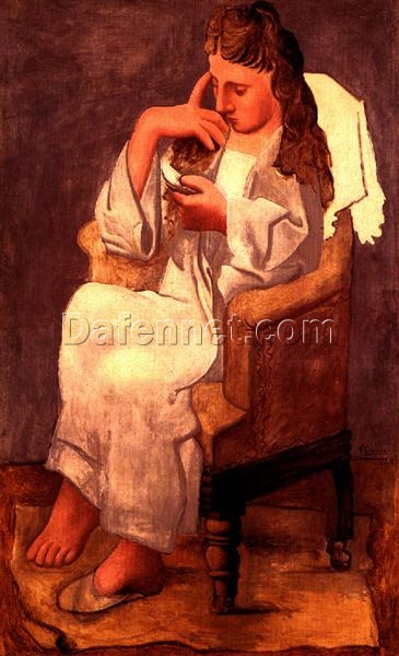 Oil Painting Inspired by Picasso’s Neoclassicist Period – ‘Woman Reading (Olga)’ (1920) Genre Art on Canvas