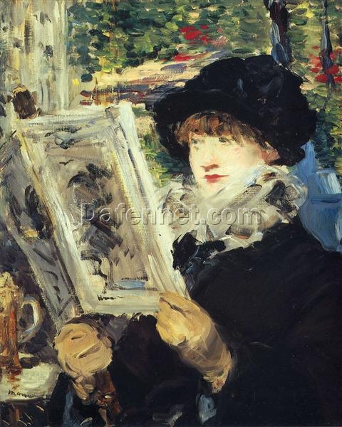 Oil Painting Inspired by Edouard Manet: Woman Reading (Le Journal Illustre) c.1879 on Canvas