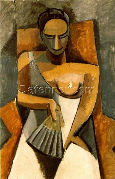 Cubist Portrait Inspired by Pablo Picasso – ‘Woman with a Fan’ Oil on Canvas