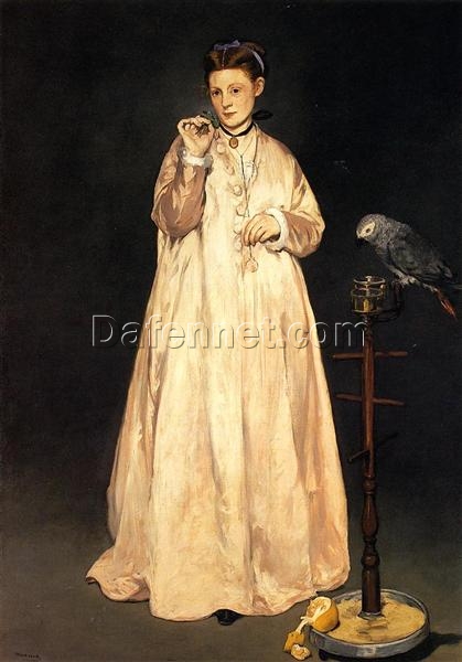 Woman with a Parrot – Inspired by Manet’s 1866 Portrait, Oil on Canvas