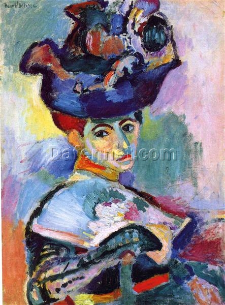 Custom Oil Painting Inspired by Henri Matisse – ‘Woman with a Hat’ (Femme au Chapeau, 1905) – Fauvist Portrait on Canvas