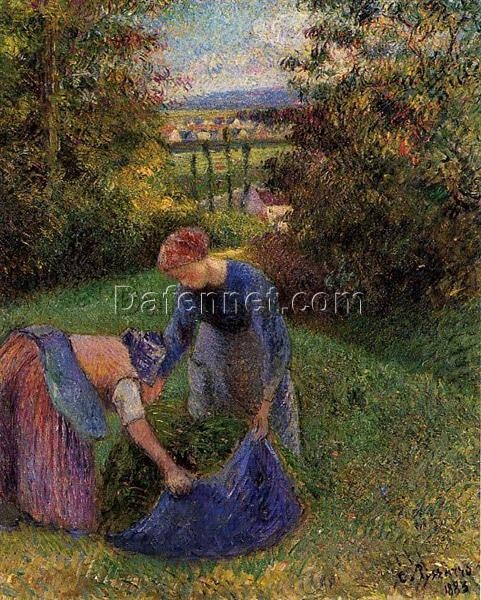 Women Gathering Grass” – Camille Pissarro, Neo-Impressionist 1883 Oil on Canvas