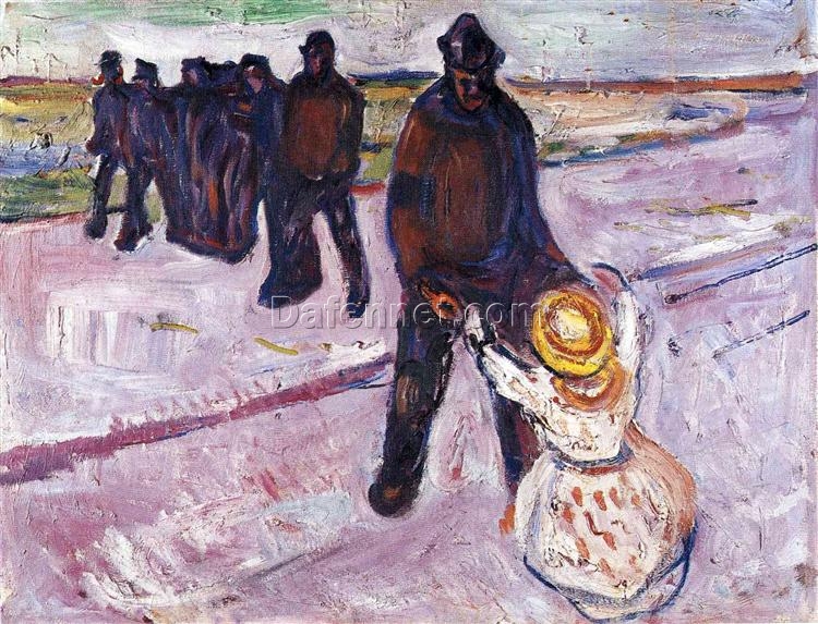 Worker and Child by Edvard Munch – Late Works Expressionist Oil Painting Reproduction