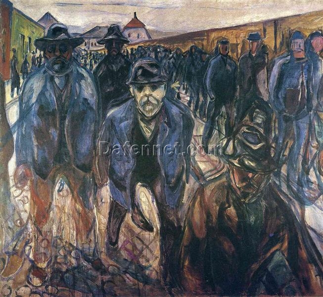 Expressionist Masterpiece ‘Workers on Their Way Home’ by Edvard Munch – Oil on Canvas (1913-1915)