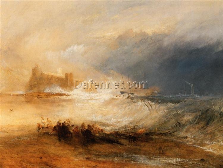 J.M.W. Turner Oil Painting – Wreckers Coast of Northumberland, c.1834, Romantic Marina Landscape