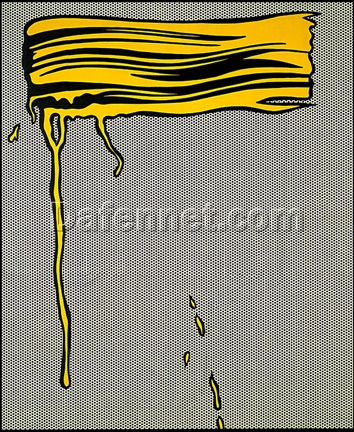 Roy Lichtenstein ‘Yellow Brushstroke I’ Pop Art Abstract – Customizable Oil Painting on Canvas