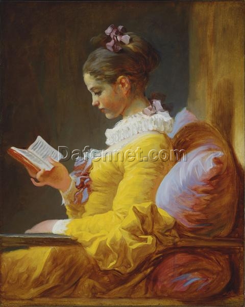 Jean-Honoré Fragonard’s A Young Girl Reading – Rococo Portrait Oil Painting Replica, c.1776