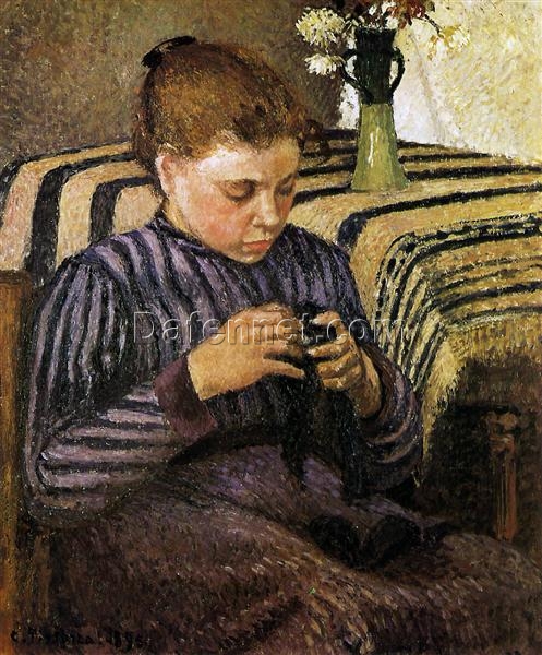 Young Woman Mending Her Stockings” (1895) – Camille Pissarro’s Impressionist Portrait of Quiet Domesticity