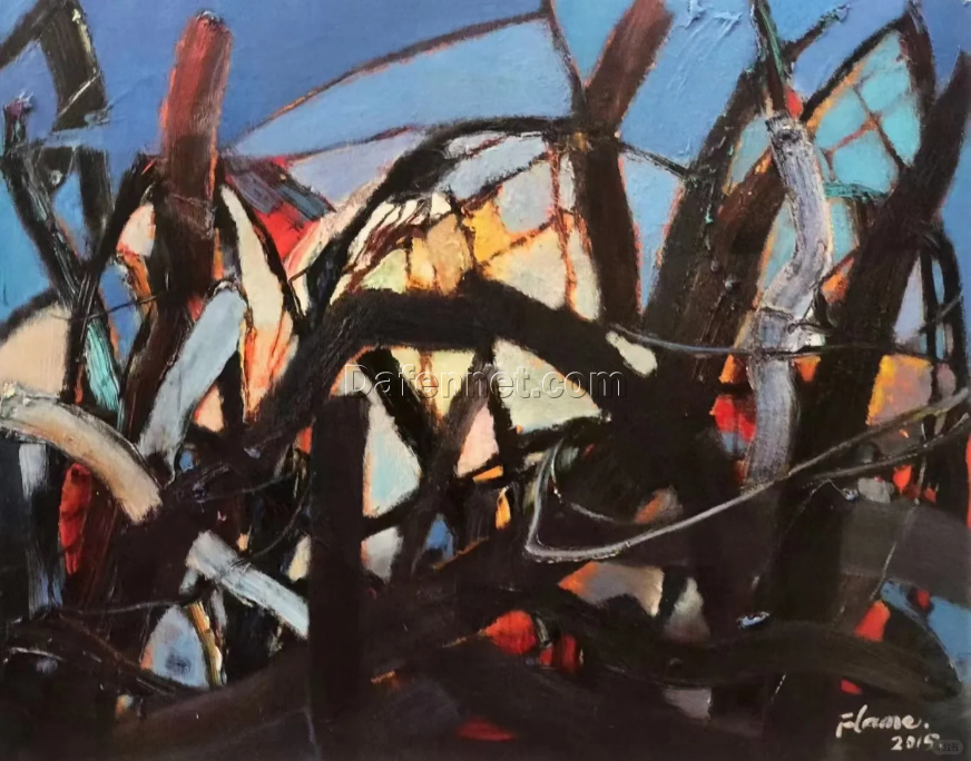 Hand-Painted Original Oil Painting – Firewood Series by Wang Yubo from Dafen Village