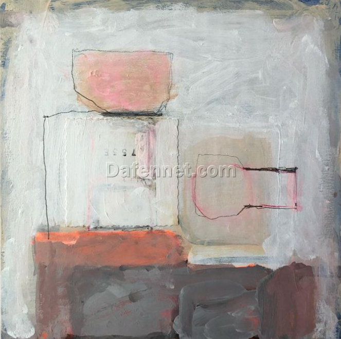 Geometric Pink Abstract Oil Painting Reproduction – Hand-Painted in Dafen Village – Contemporary Abstract Wall Art for Home Decor