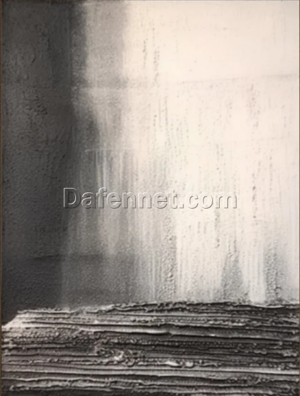 Gray and Beige Abstract Oil Painting – Minimalist Bohemian Wall Art for Living Room, Elegant Texture Art