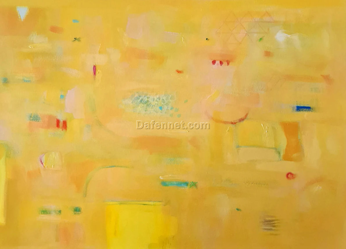 Vibrant Yellow Abstract Wall Art – Extra-Large Modern Abstract Canvas Painting for Living Room