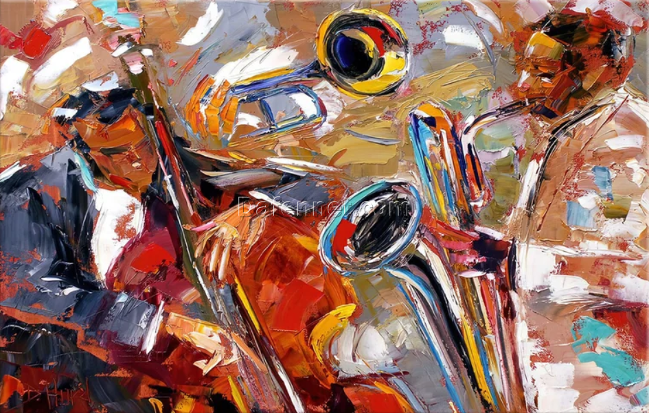 Abstract Jazz Art – Contemporary Canvas Painting, Music-Inspired Wall Art for Modern Home Decor