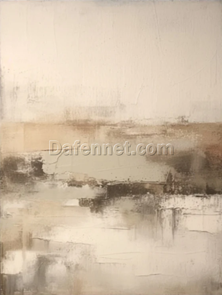 Large Beige Abstract Painting – Wabi-Sabi Inspired Wall Art, Scandinavian Minimalist Home Decor