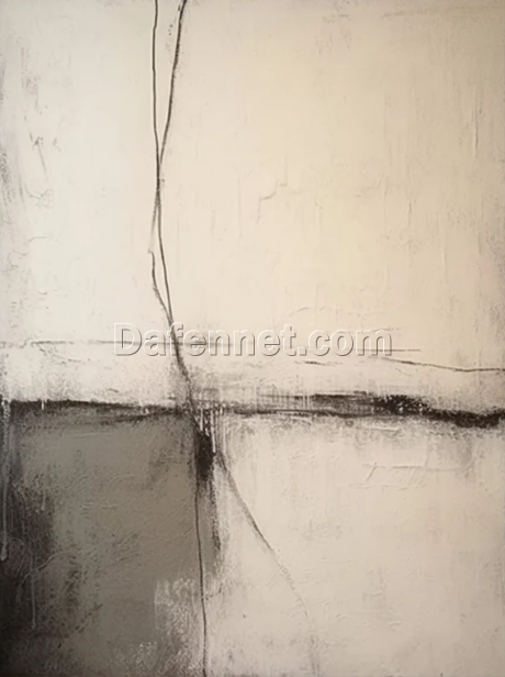 Bohemian Gray Wall Art – Abstract Beige and Gray Canvas Painting for Modern Living Room Decor