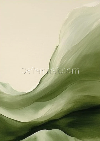 Abstract Green Oil Painting – Flowing Wave Art for Contemporary Wall Decor