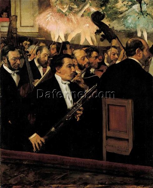 Hand-Painted Reproduction of Degas’ ‘Orchestra of the Opera’ – c.1870 Impressionist Oil Genre Painting