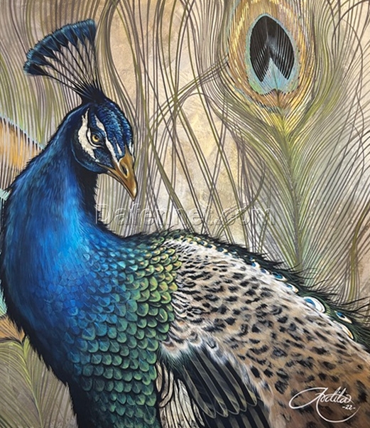 Majestic Peacock Oil Painting – Customizable Handcrafted Artwork by Dafen Artists