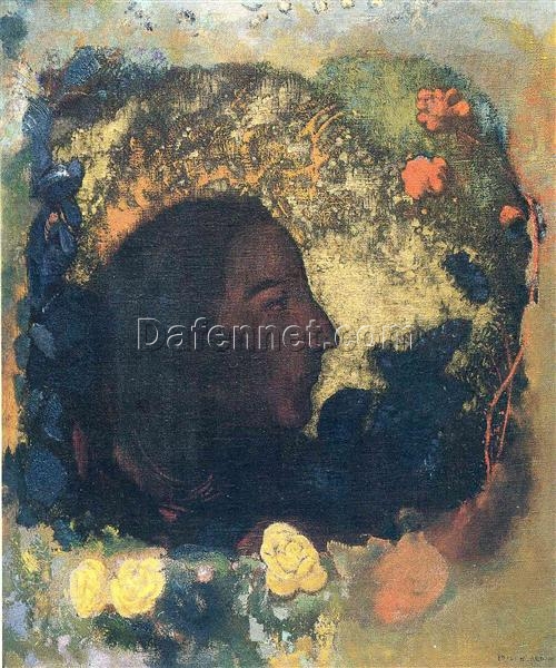 Black Profile (Gauguin)’ by Odilon Redon – 1906 Symbolist Oil Painting on Canvas