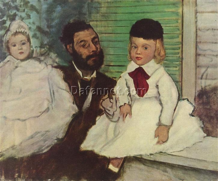 1870 Degas ‘Comte Le Pic and His Sons’ – Hand-Painted Impressionist Oil Portrait Reproduction