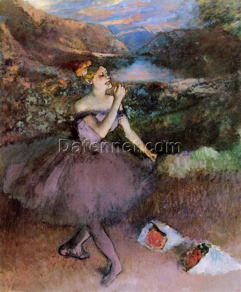 Hand-Painted Reproduction of Degas’ ‘Dancer with Bouquets’ – c.1890-1895 Impressionist Oil Genre Painting