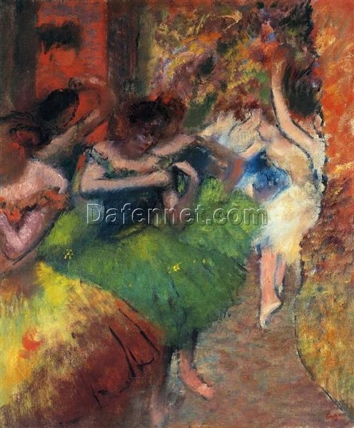 Dancers in the Wings by Edgar Degas – c.1885 Impressionist Oil Genre Painting Reproduction