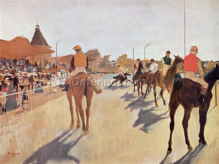 Hand-Painted Reproduction of Degas’ ‘The Parade (Racehorses in Front of the Stands)’ – 1866-1868 Realist Oil Painting