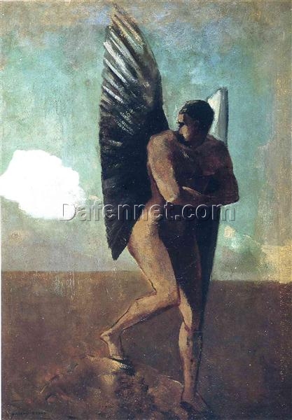 Odilon Redon ‘Fallen Angel Looking at a Cloud’ – 1875 Symbolist Oil Painting