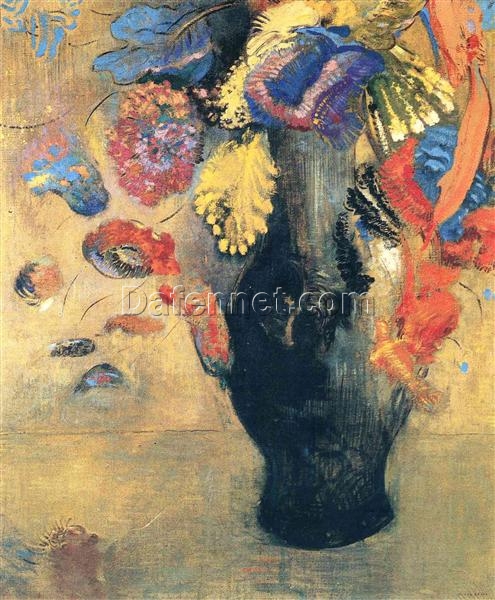 Odilon Redon ‘Flowers’ – 1903 Symbolist Flower Painting on Canvas