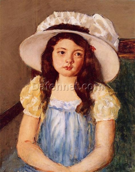 Francoise Wearing a Big White Hat’ – 1908 Mary Cassatt Impressionist Reproduction