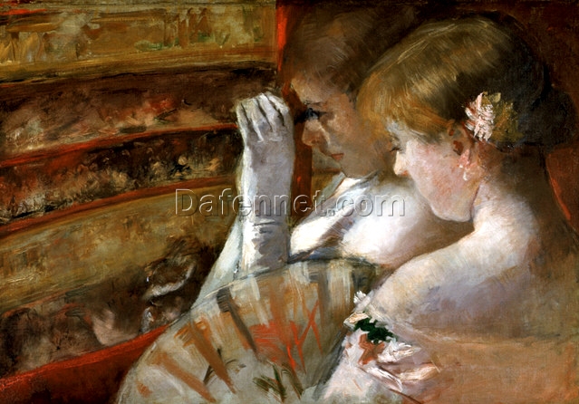 c.1879 Mary Cassatt ‘In the Box’ – Hand-Painted Impressionist Oil Genre Painting Reproduction