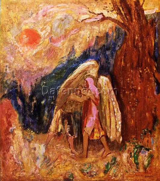 Jacob Wrestling with the Angel’ – Religious Symbolist Painting by Odilon Redon