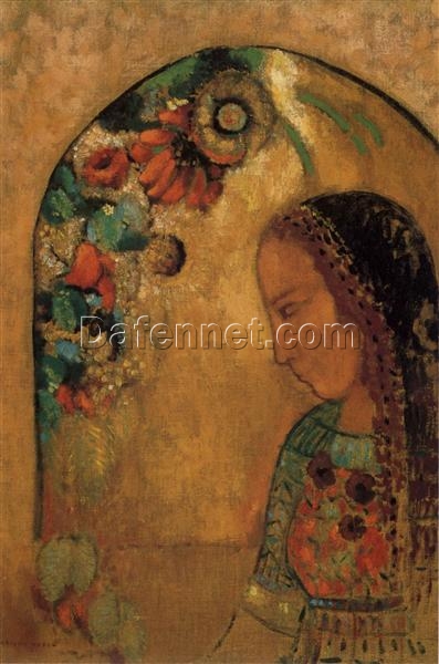 Lady of the Flowers’ by Odilon Redon – 1895 Oil on Canvas Portrait