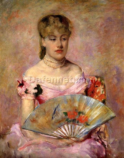 1880 Mary Cassatt ‘Lady with a Fan’ (Portrait of Anne Charlotte Gaillard) – Hand-Painted Impressionist Portrait Reproduction