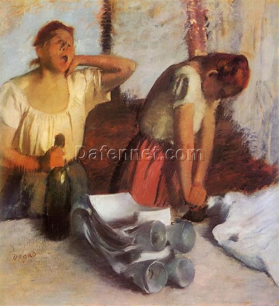 Hand-Painted Reproduction of Degas’ ‘Laundry Girls Ironing’ – 1884 Impressionist Oil Genre Painting