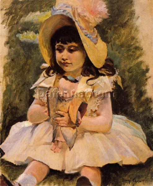 Little Girl with a Japanese Doll’ – 1892 Mary Cassatt Impressionist Oil Reproduction