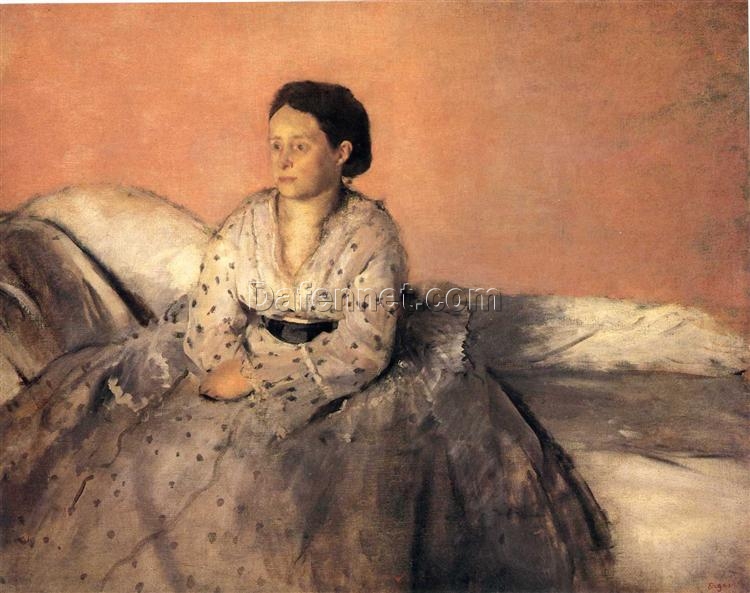 Hand-Painted Reproduction of Degas’ ‘Madame René De Gas’ – 1872-1873 Impressionist Oil Portrait