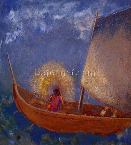 Odilon Redon ‘Mysterious Boat’ – c.1897 Symbolist Oil on Panel Artwork