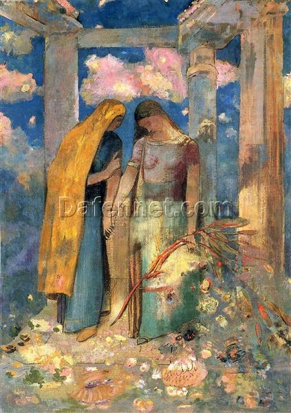 Mystical Conversation’ by Odilon Redon – Symbolist Genre Painting, Oil on Canvas (1896)