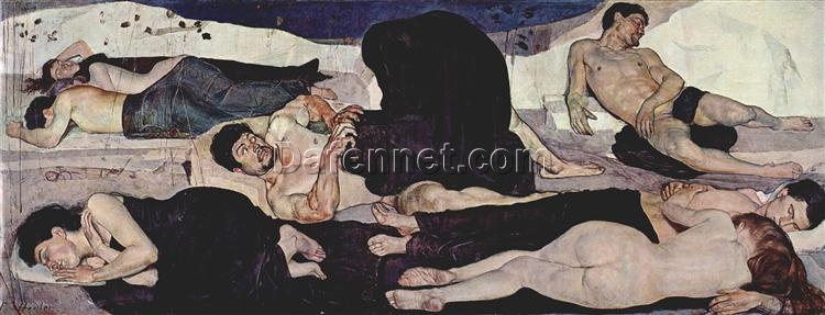 Ferdinand Hodler’s Night – Hand-Painted Oil Painting Reproduction – Dafen Village Studio – Art Nouveau Symbolic Art