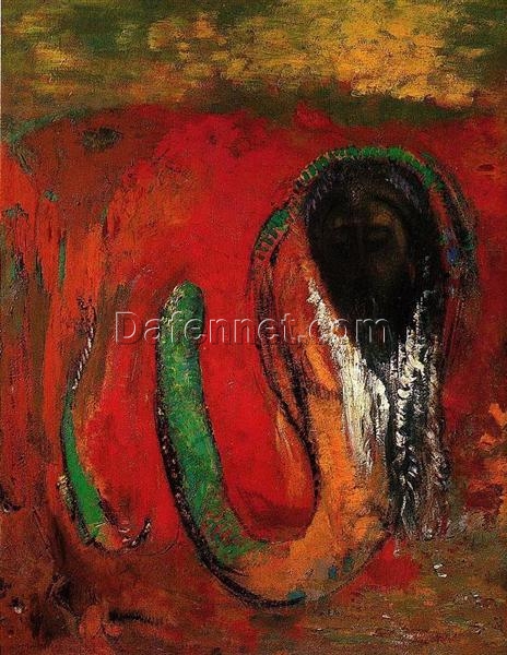 Onnes (Christ and the Serpent)’ by Odilon Redon – 1907 Religious Symbolist Oil Painting on Panel