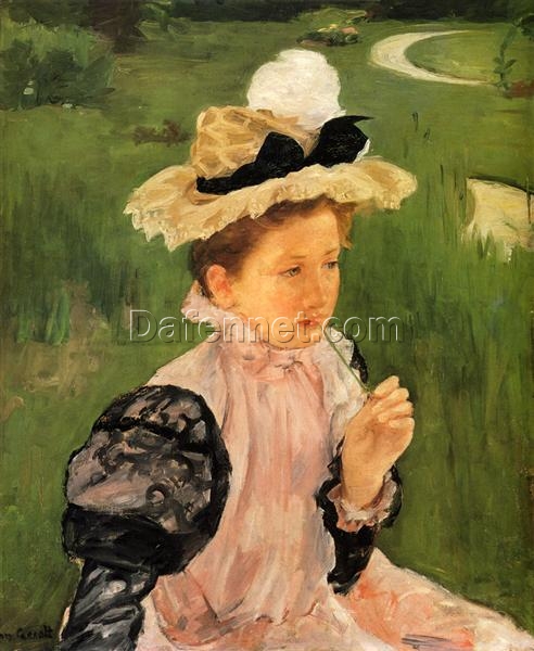 Portrait of a Young Girl’ – 1900 Mary Cassatt Impressionist Reproduction in Oil