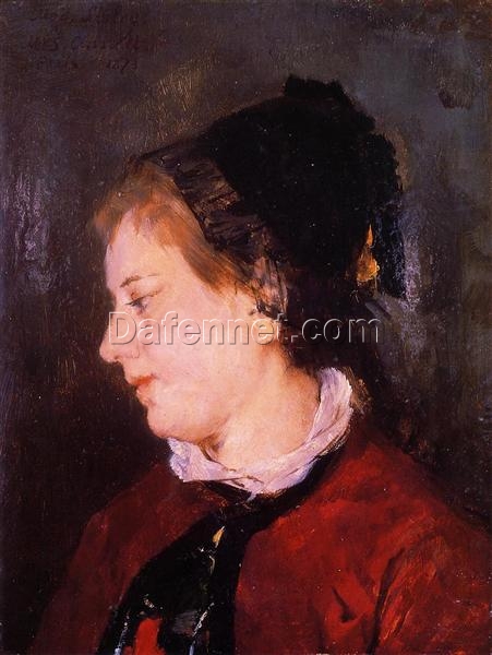 Hand-Painted Reproduction of Mary Cassatt’s ‘Portrait of Madame Sisley’ – 1873 Realist Portrait