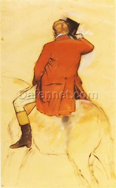 Hand-Painted Reproduction of Degas’ ‘Rider in a Red Coat’ – 1868 Impressionist Genre Painting